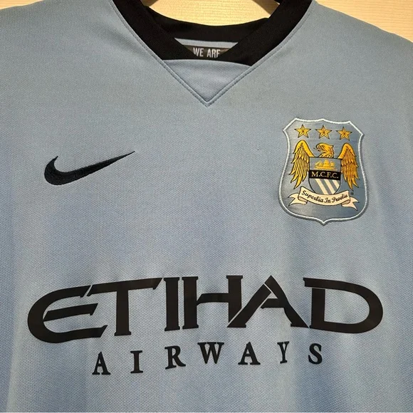Manchester City 2013/2014 Home Jersey, Medium, Aguero 16, Football, Soccer - Picture 3 of 7